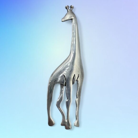 Vintage SUE B. 925 Sterling Silver Giraffe Brooch Safari Figural Pin - Picture 4 of 9